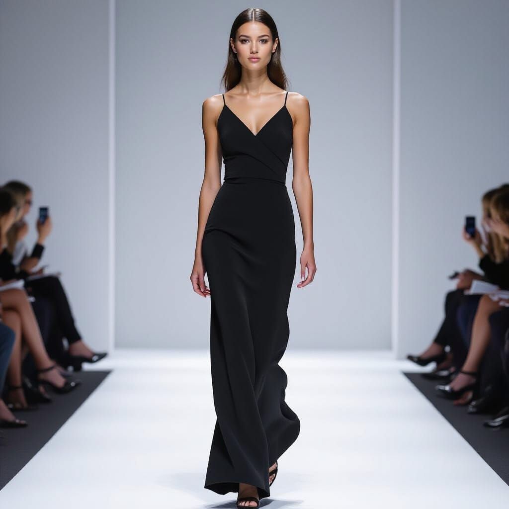 High-Fashion Model Walks Minimalist Runway in Armani-Inspire...