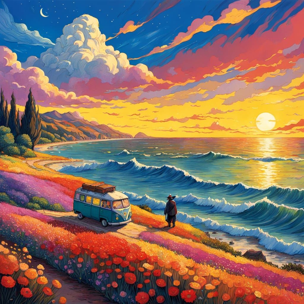 Whimsical Fairytale Sci-Fi Illustration in Ghibli Style