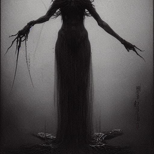 Terrifying Jorogumo Spider Woman in Horror Art Style