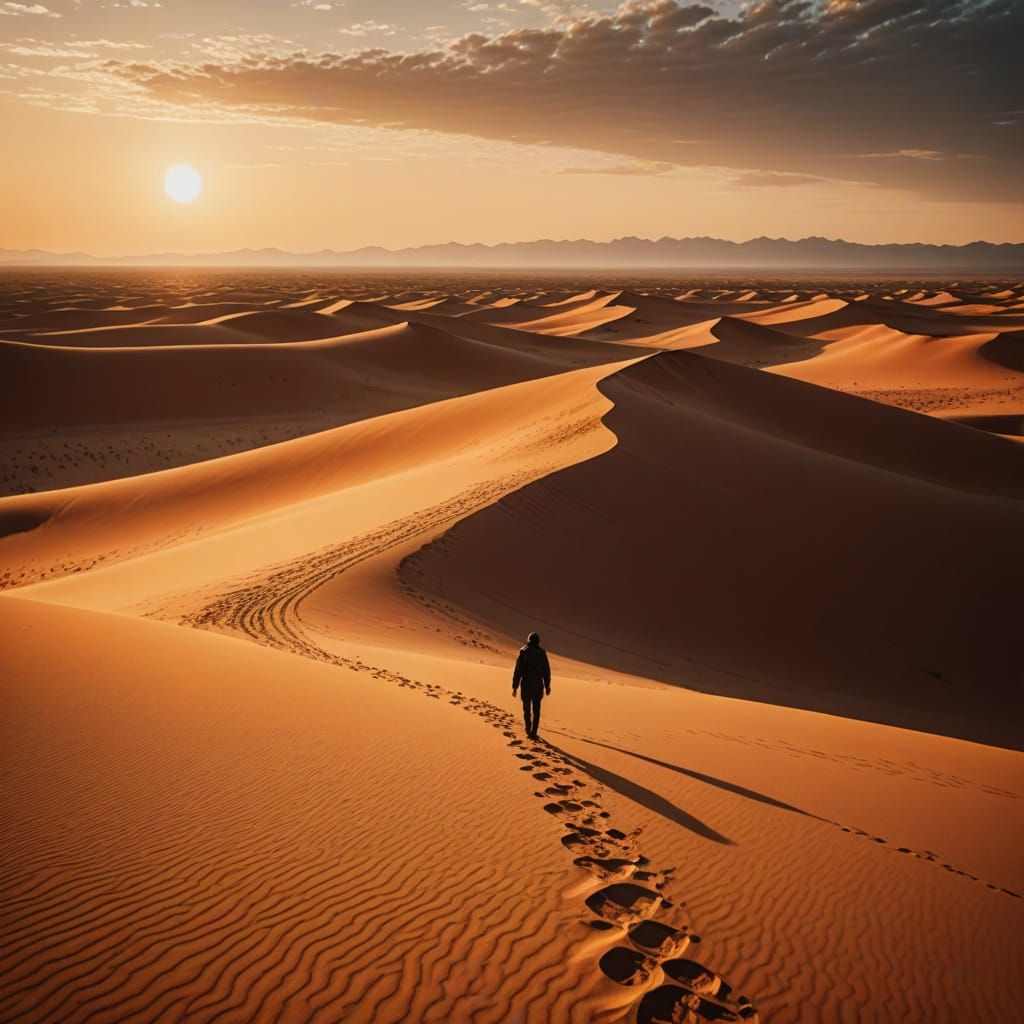 Surreal Desert Landscape in Vivid Oil Painting Style