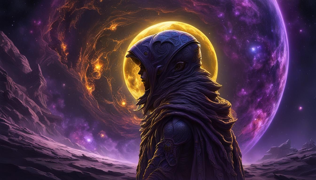 Hooded Alien in Space: Dark Fantasy Concept Art