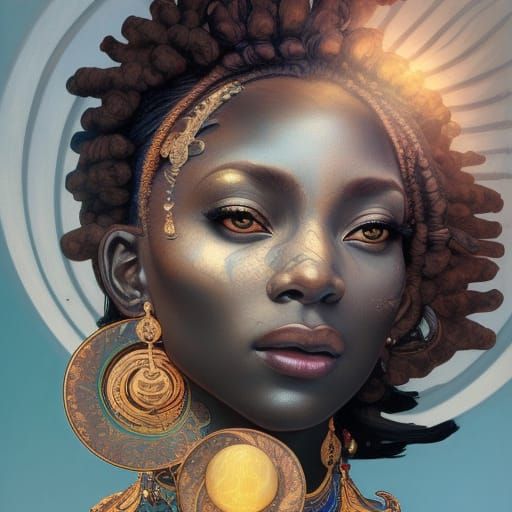 Yin and Yang: African Woman Portrait in Art Nouveau Style