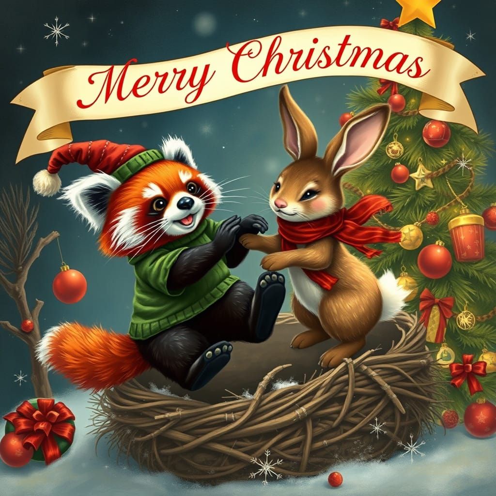 Fluffy Friends Celebrate Christmas in Whimsical Wonderland