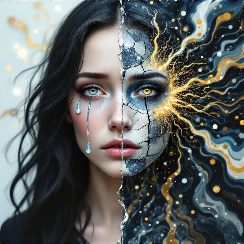 Ethereal Woman in Vibrant Neuronal Landscape