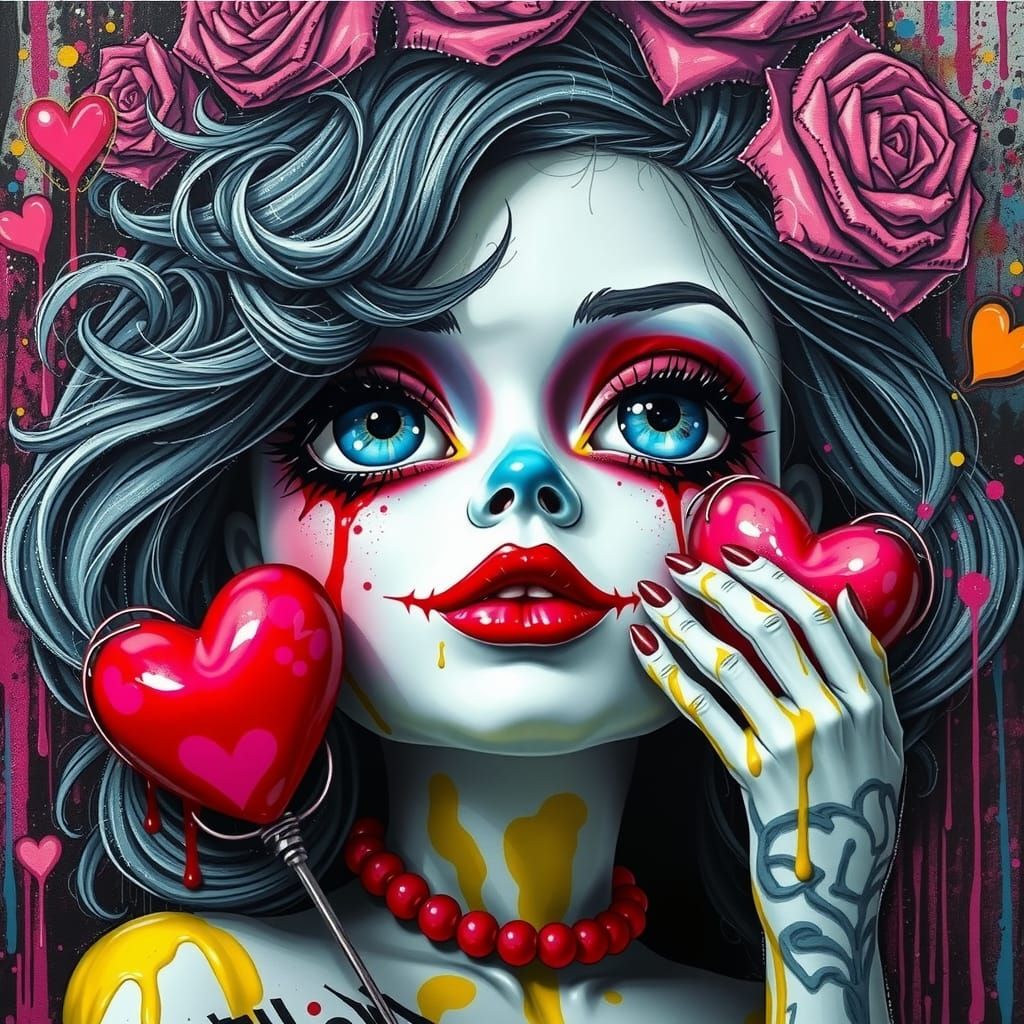 Tiffany Valentine as Colorful Graffiti Street Art