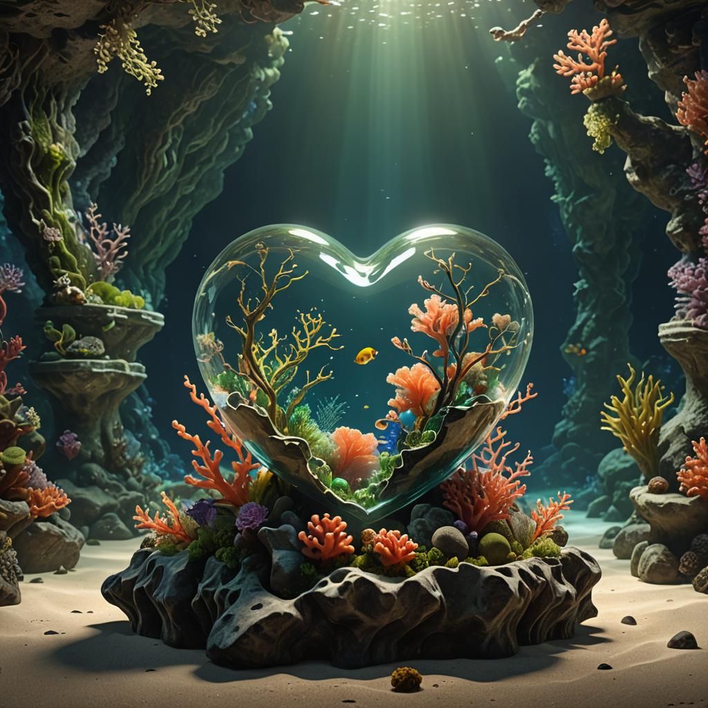 Enchanted Heart Phial in Underwater Cavern