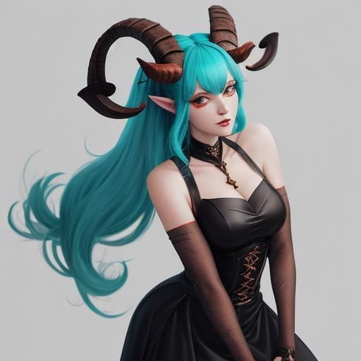 Girl with Goat Horns and Devil Tail