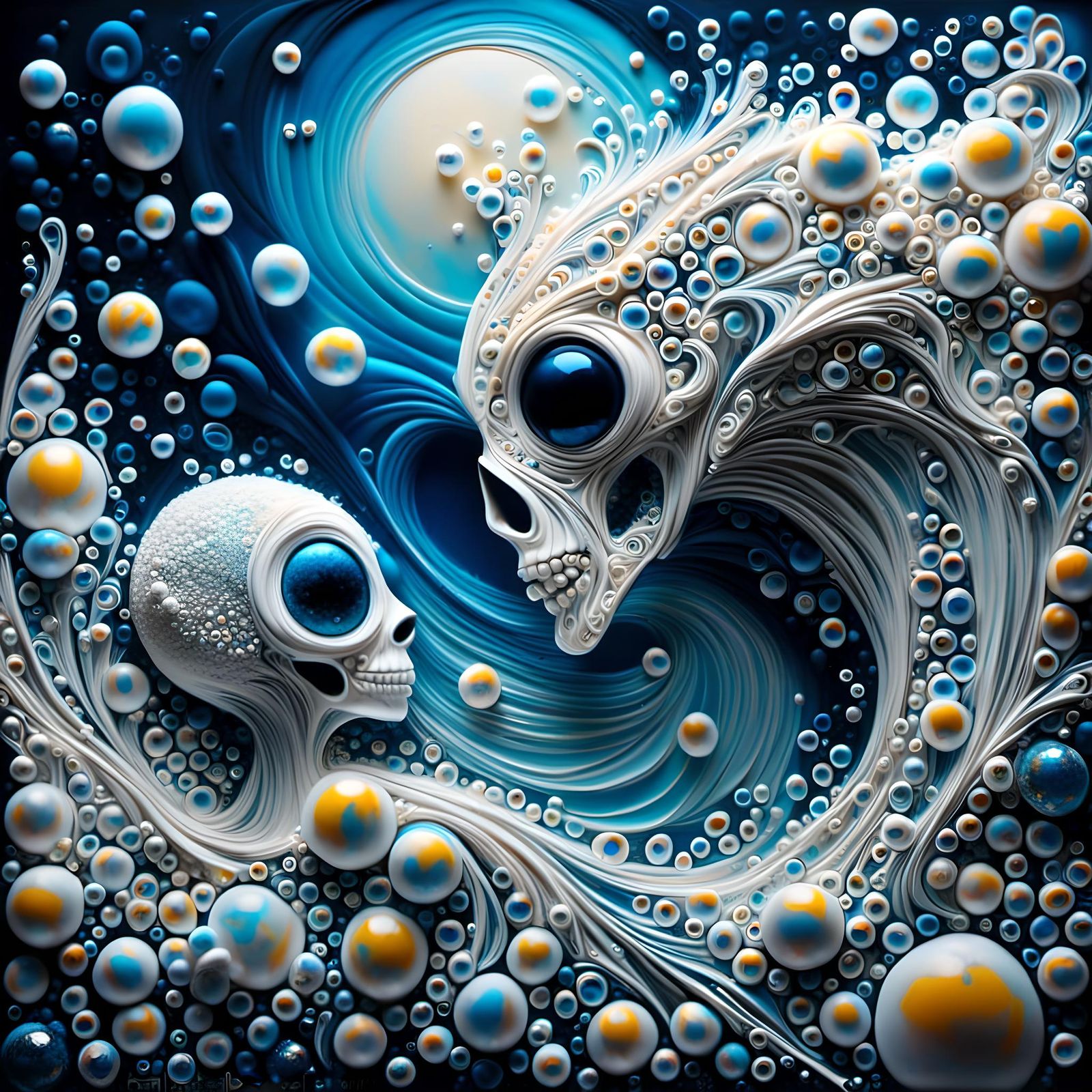 Macabre Scene in Soap Bubbles: Picasso meets Tim Burton