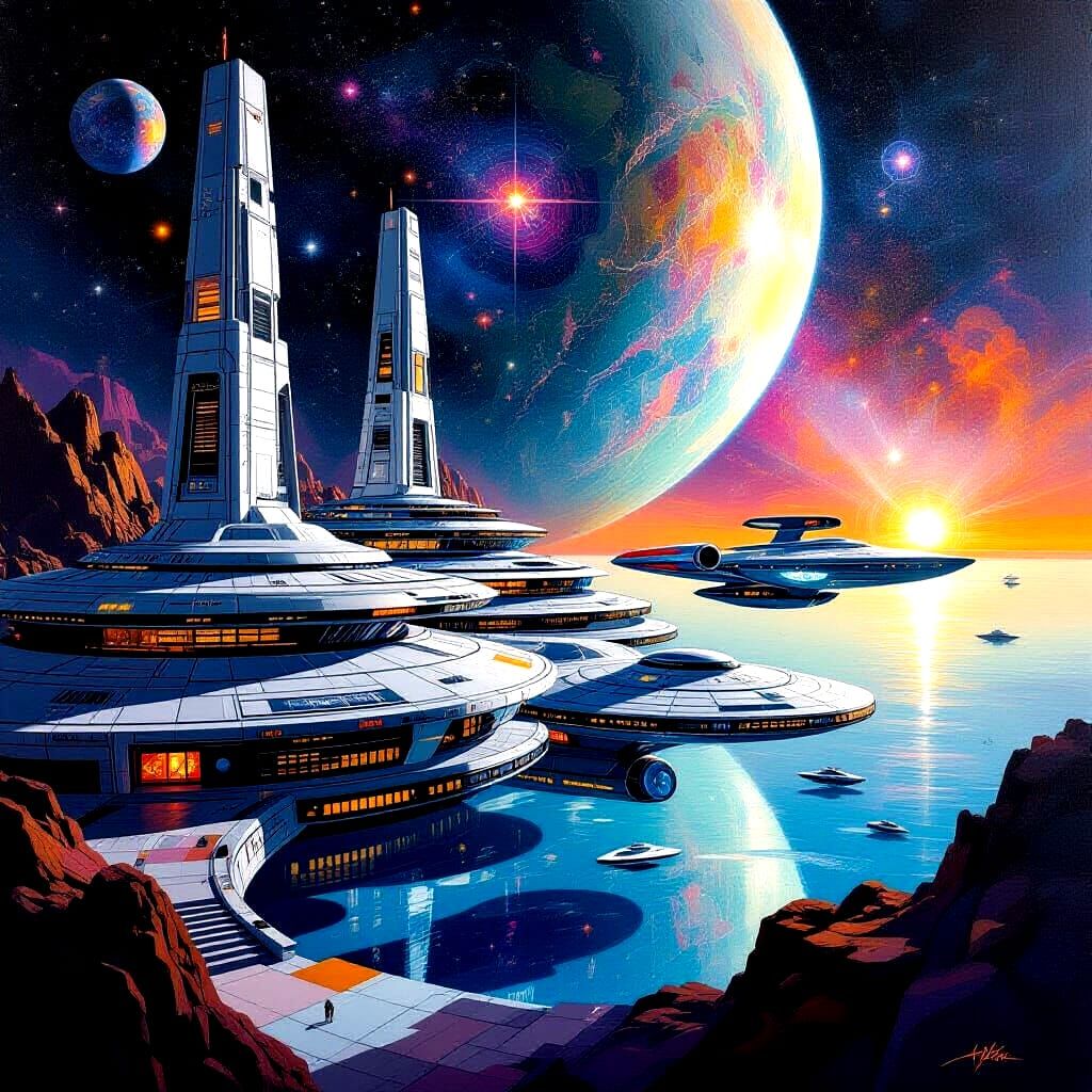 Star Trek Starships in Cosmic Space Dock