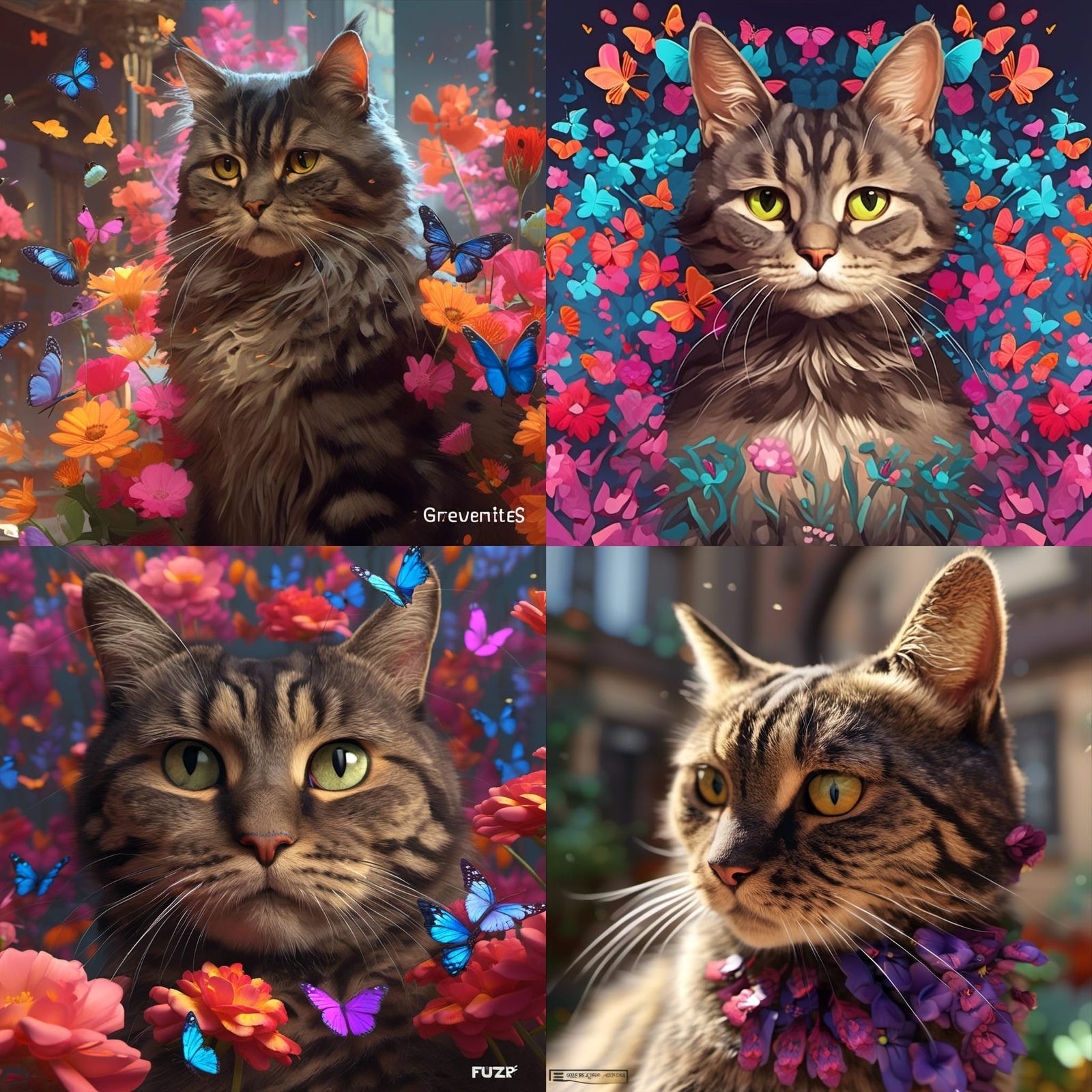 Flowers and Butterflies Portrait in 8K Resolution