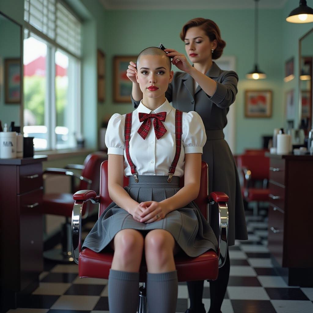 Woman Gets Head Shaved, Cinematic Film Still