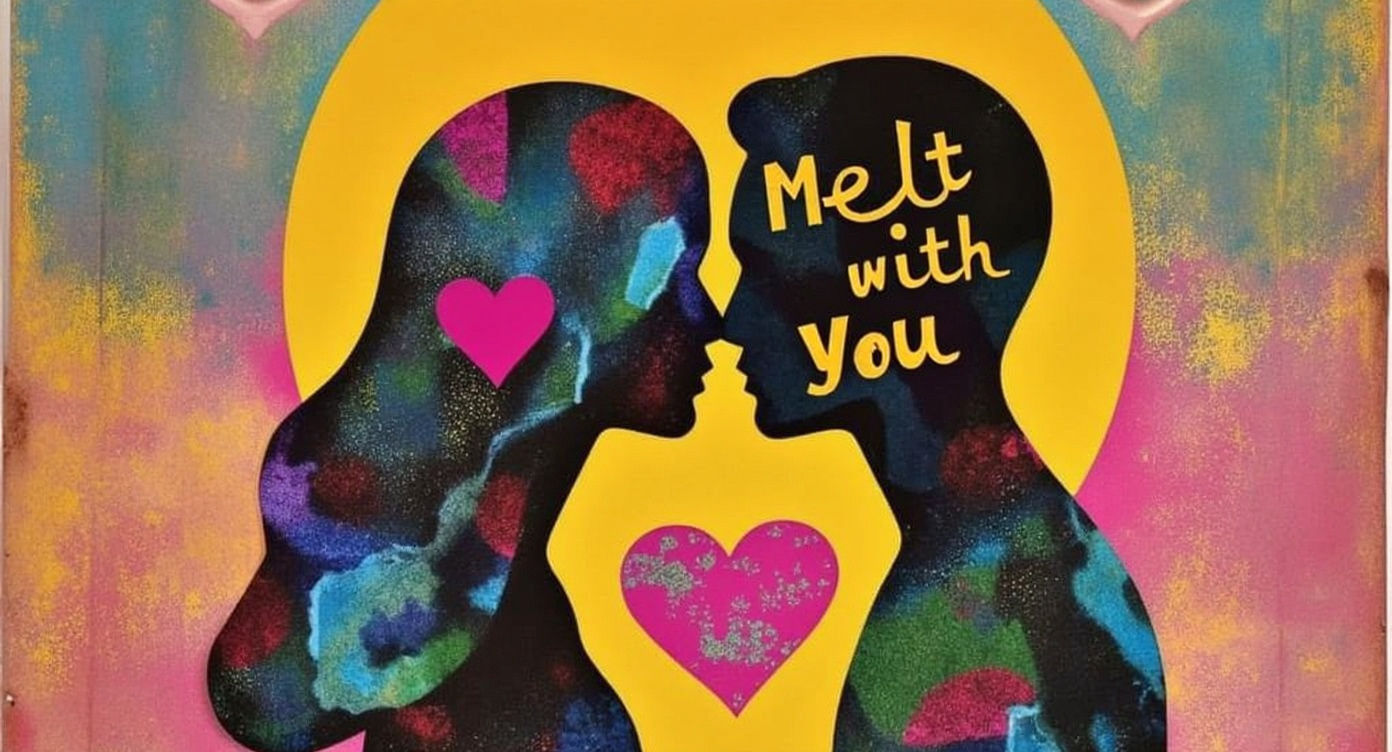 Heart Shaped "Melt with You" Text with Earth Background