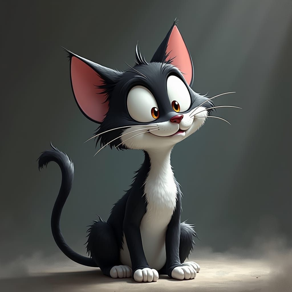 Whimsical Cartoon Cat in Rubber Hose Style