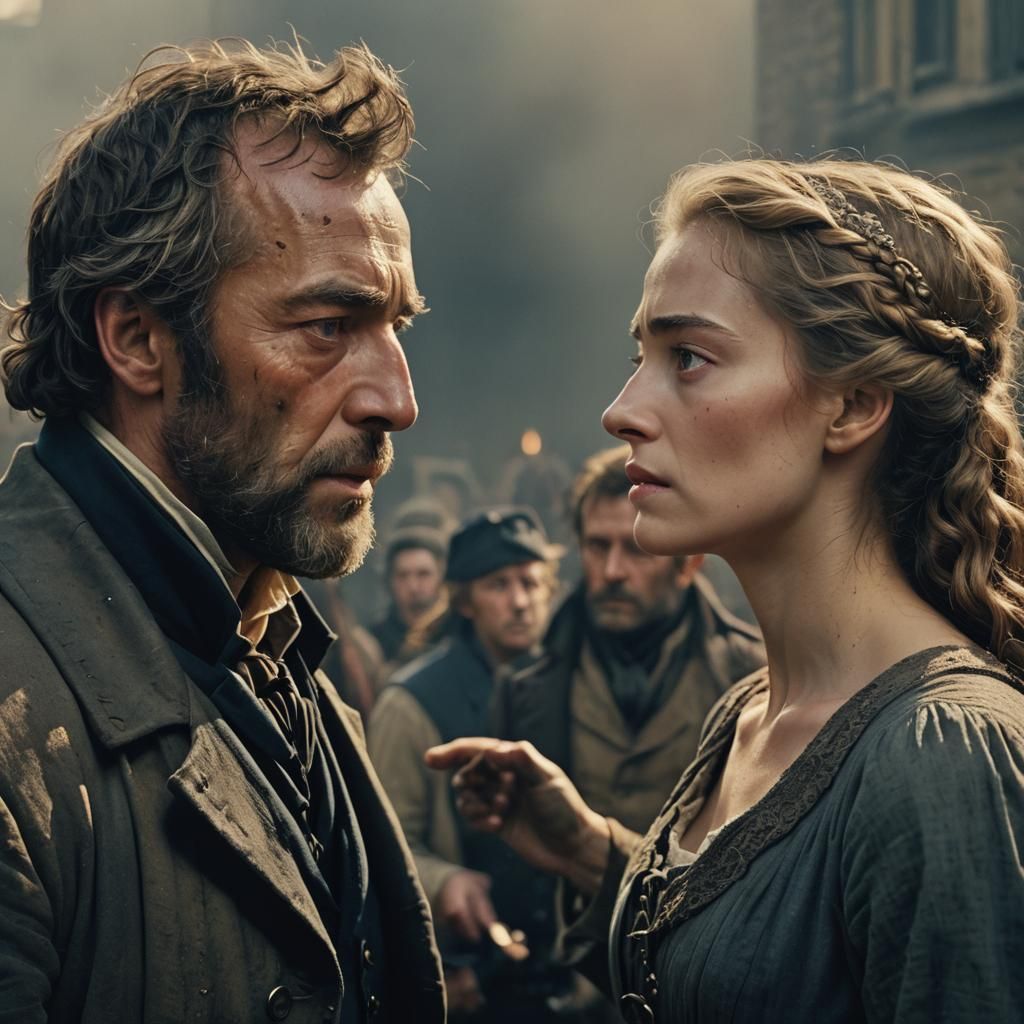 Dramatic Confrontation with Intense Lighting and Detail