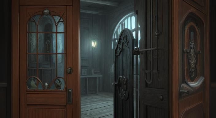 Eldritch Keys in Locks on Wooden Door