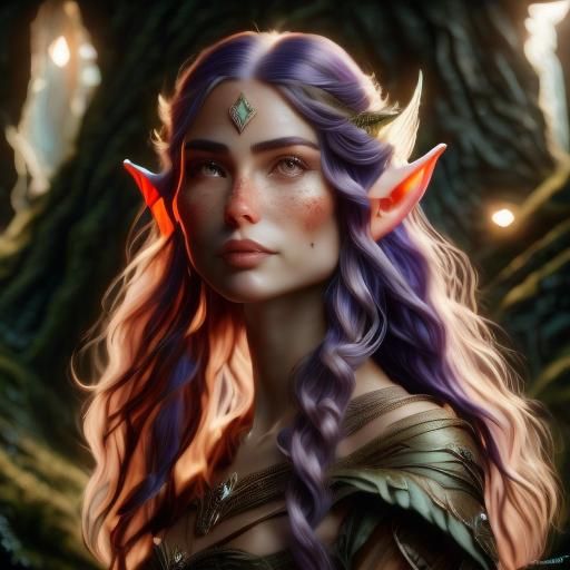 Happy Chibi Elf Portrait in Radiant Pastel Colors