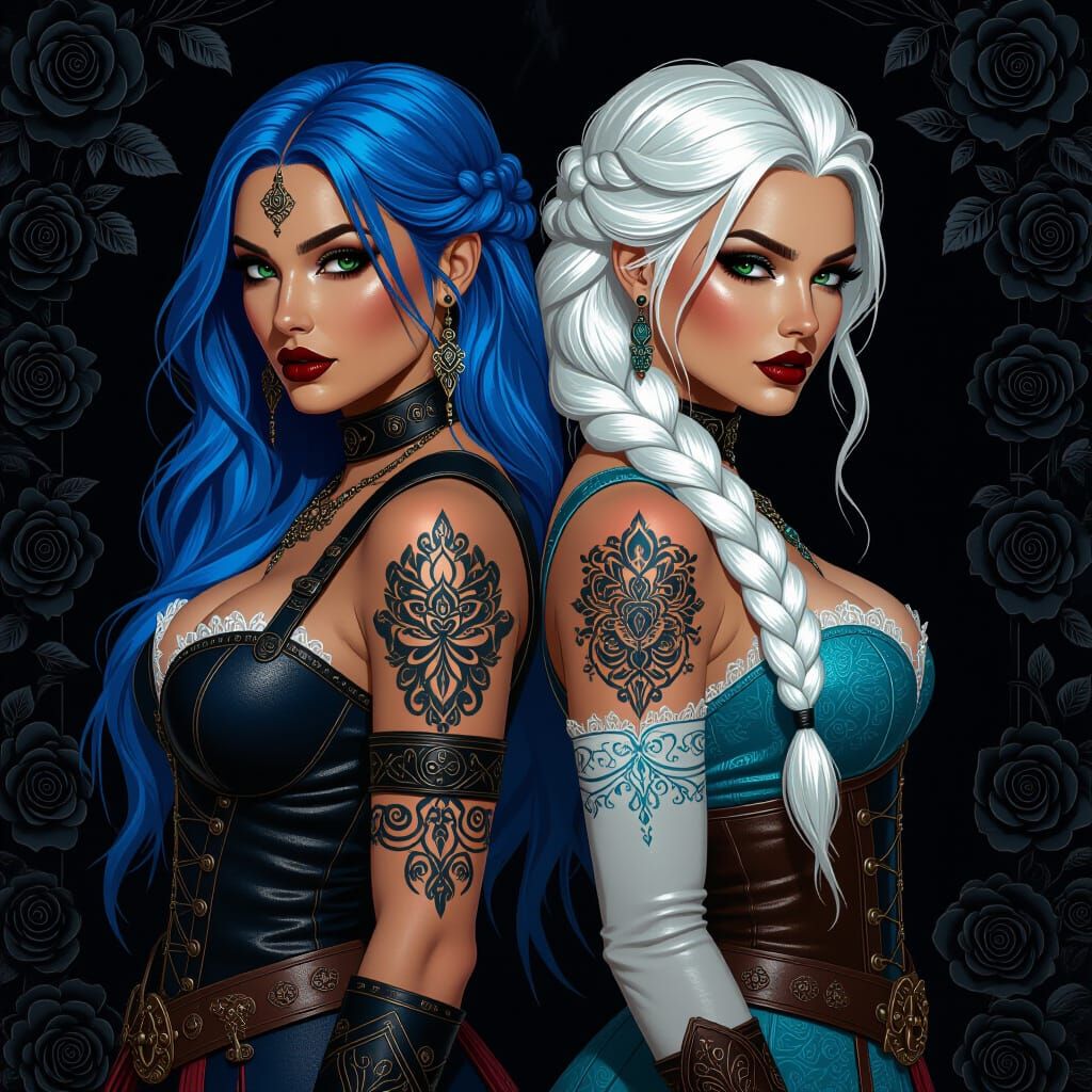 Powerful Femme Fatales in Dieselpunk Art Nouveau Style