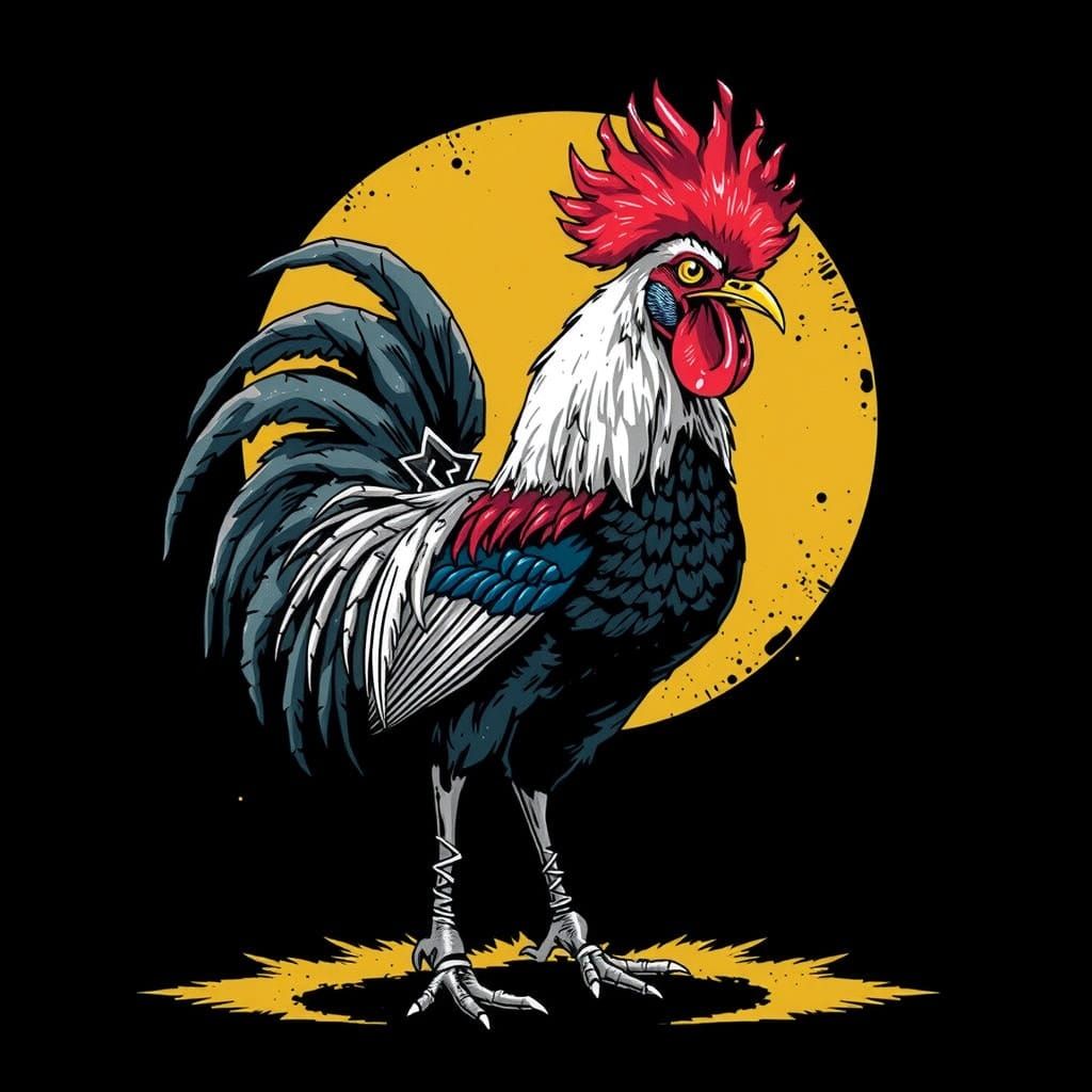 Punk Rooster with a Colorful Mohawk