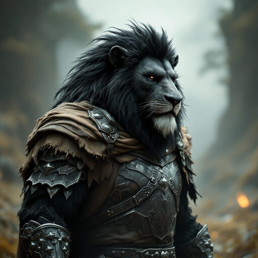 Epic Lion Warrior in Viking Armor