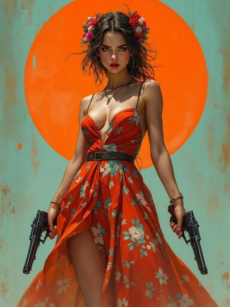 Mythic Gunslinger Portrait in Painterly Style