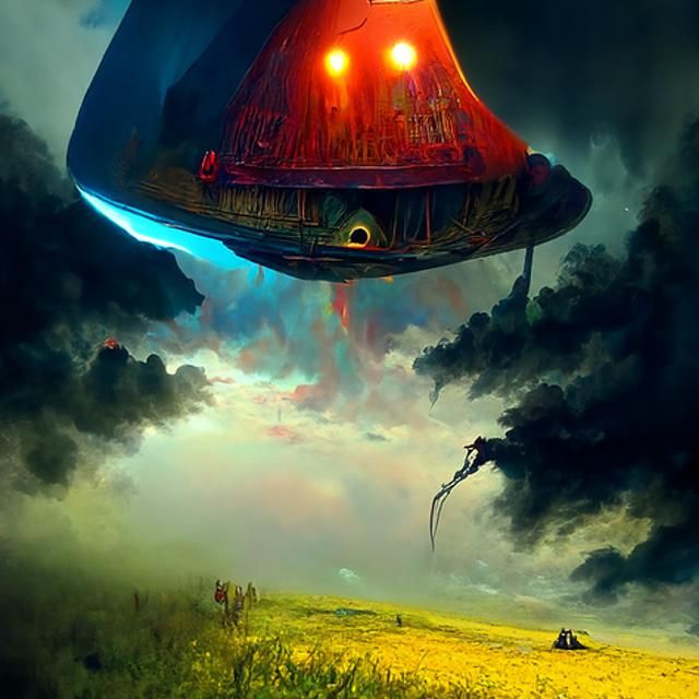 UFO Abduction: Detailed Digital Painting in Surreal Style