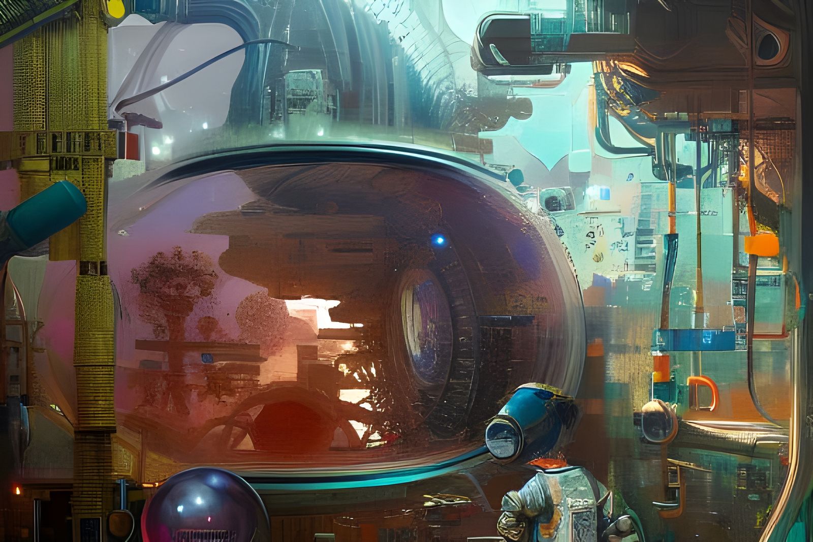 Sci-Fi Laboratory in Fantasy World: Collage Illustration