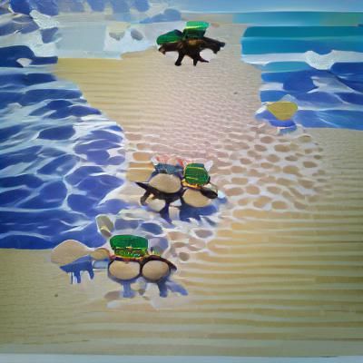 Sea Turtles Relaxing on a Tropical Beach
