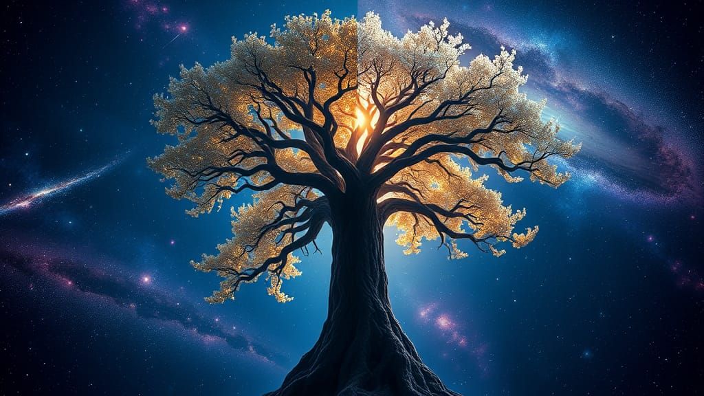 Colossal Dichotomous Tree in Infinite Blue Universe