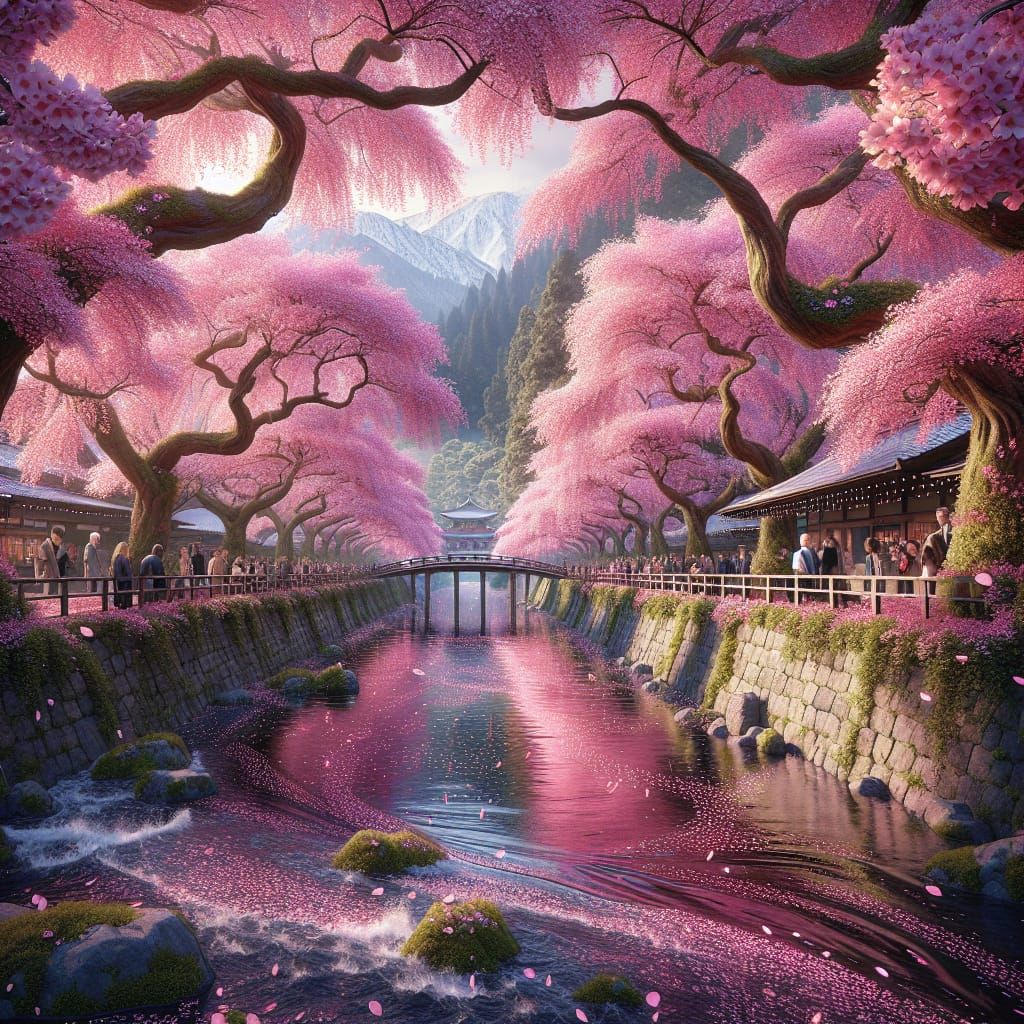 Japanese Cherry Blossom Season Landscape