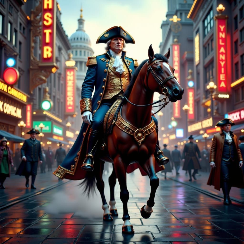 Napoleon Rides Through Modern New York City