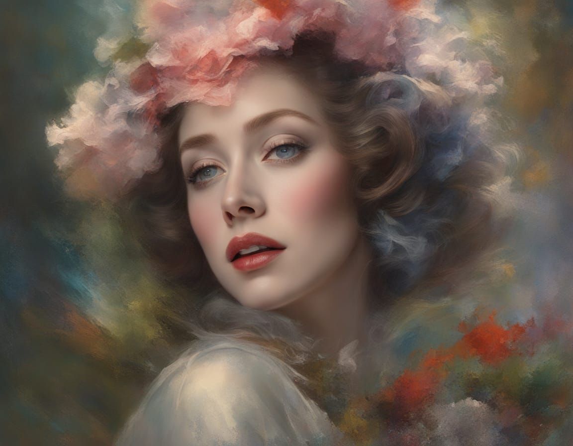 Ethereal Portrait in Impasto Chalk Art Style