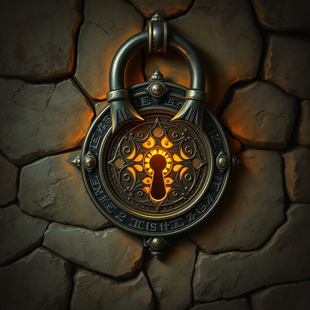 Majestic Fantasy Lock with Intricate Keyhole in Medieval Sty...