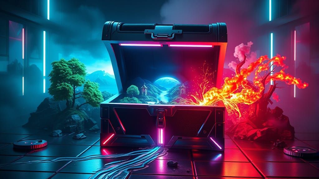 Futuristic Treasure Chest Unleashes Miniature Worlds