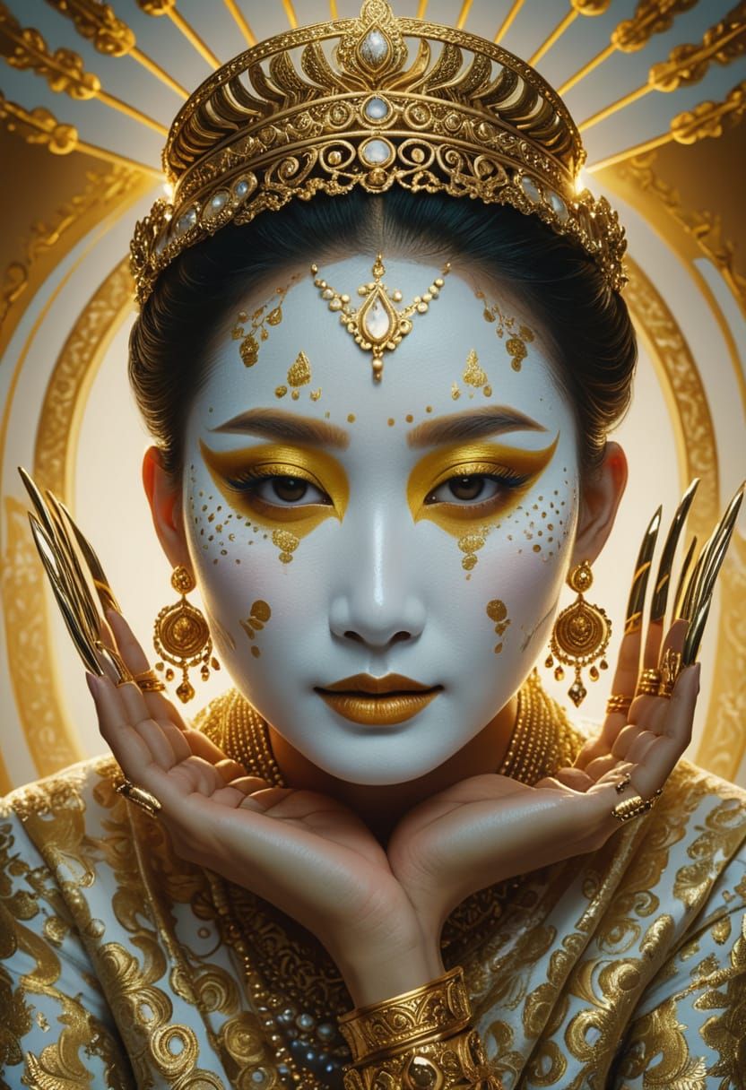 Regal Southeast Asian Beauty in Golden Splendor