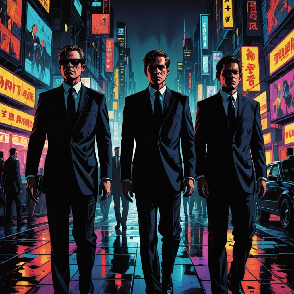 Sci-Fi Men in Black Comic Book Art