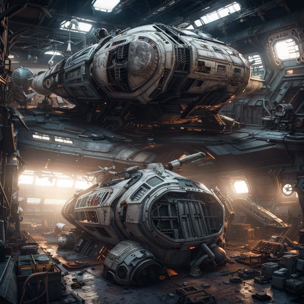 post-apocalyptic spaceship salvage yard (C)