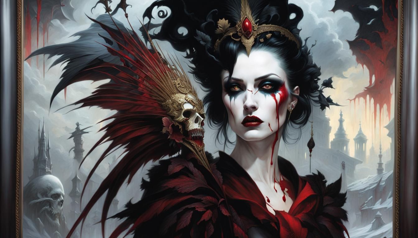 The Morrigan: Gothic Horror Collage in Dark Style