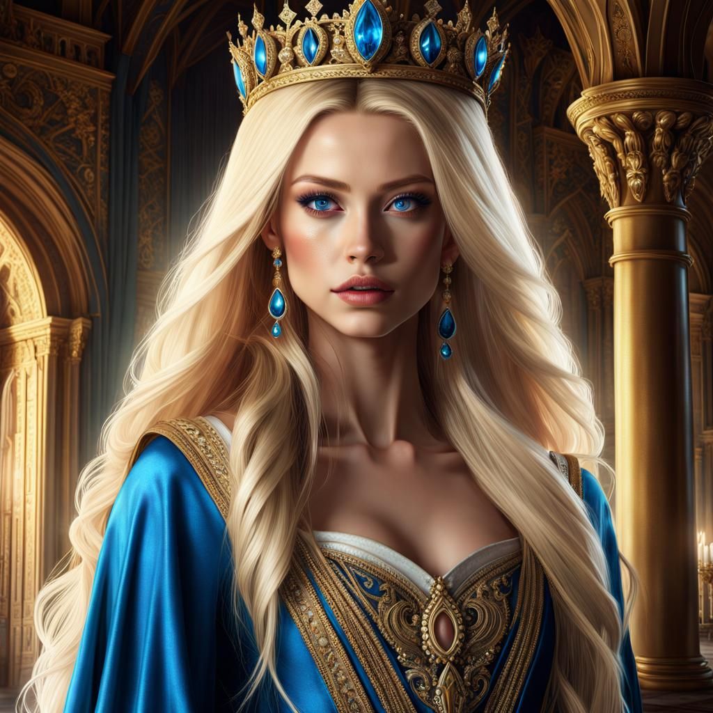 Fantasy Princess Portrait in a Grand Castle Bedroom