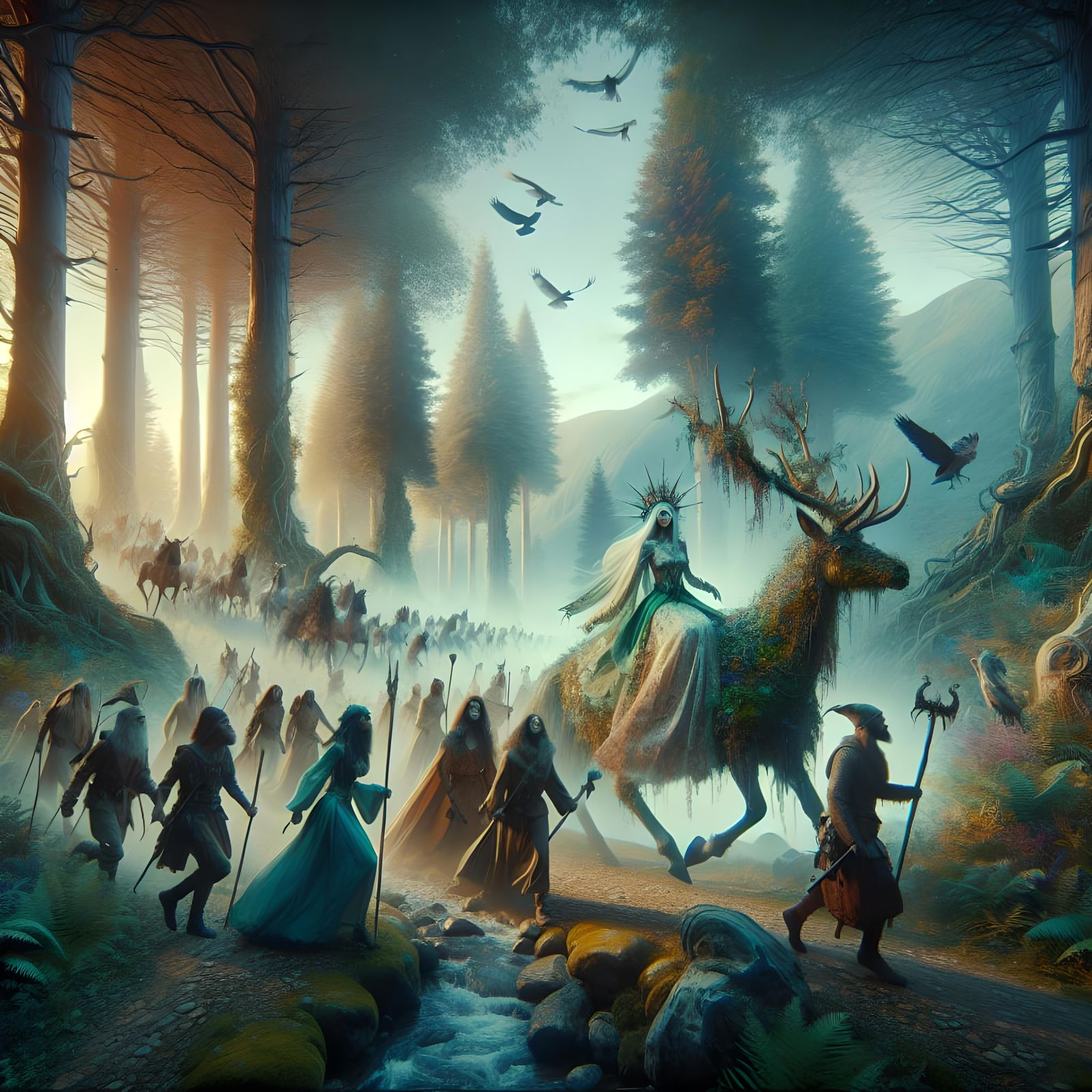 Elven Queen Leads Wild Hunt in HDR Style