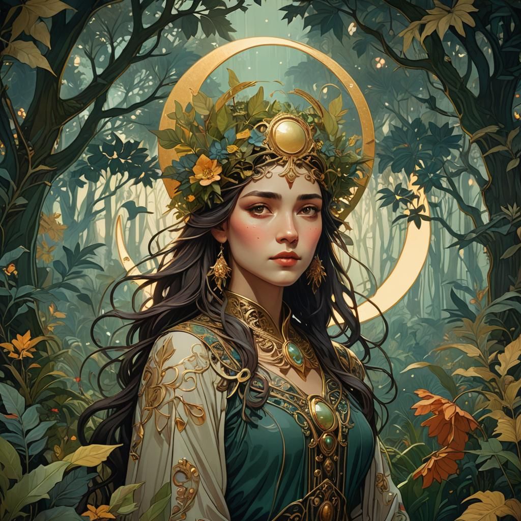 Mystical Forest: Art Nouveau Fantasy in Rousseau Style