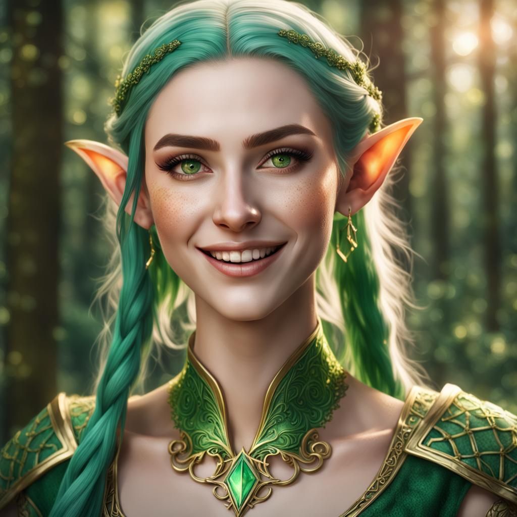 Portrait of a Pretty Forest Elf Girl