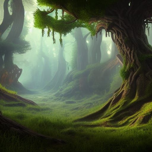 Fantastical Trees in Detailed Matte Painting