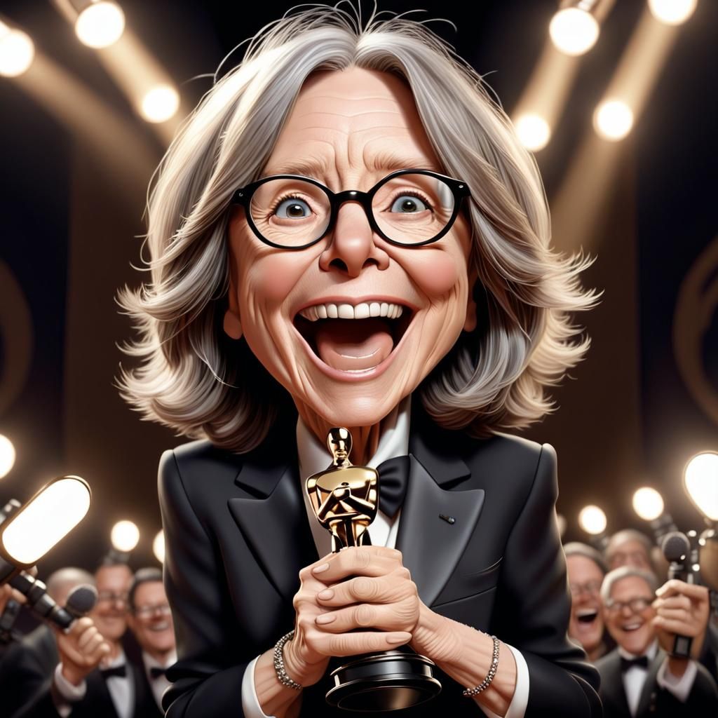 Actress Diane Keaton With Her Oscar Award