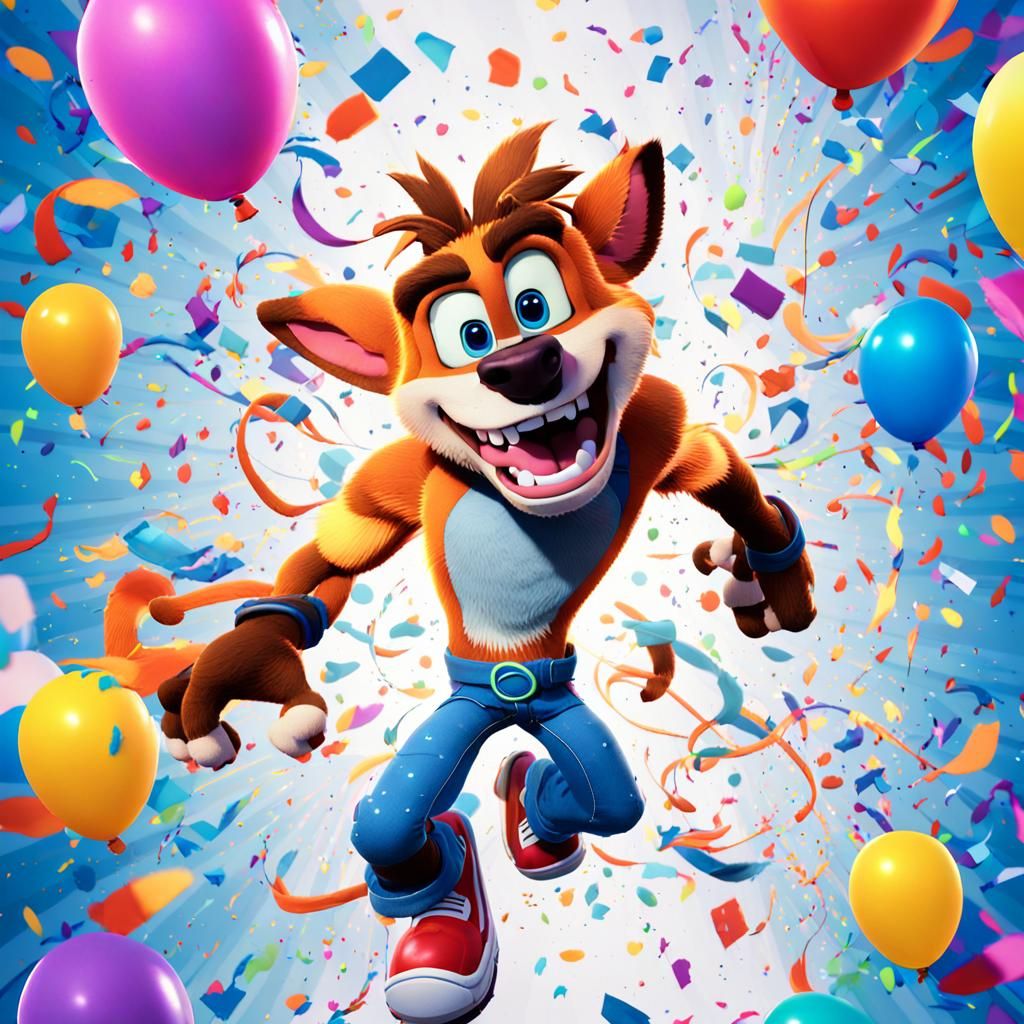 Crash Bandicoot in Vibrant Japanese Pop Art