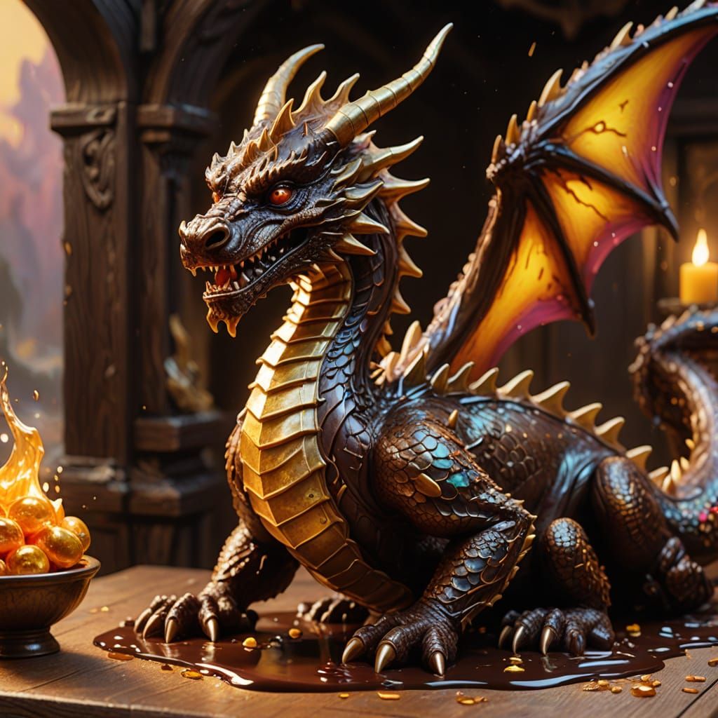 Chocolate Dragon Statue Portal as Fantasy Concept Art