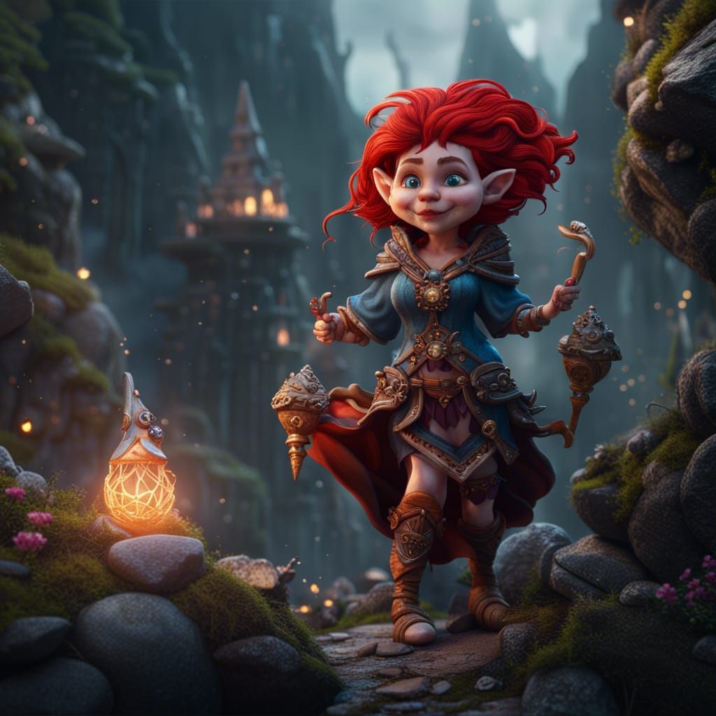 Female Gnome Sorcerer Dancing: Fantasy Concept Art