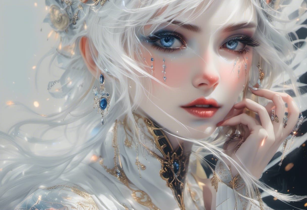 Emo Portrait with Sapphire Eyes, Digital Art