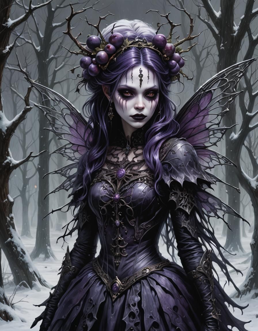 Sinister Gothic Winter Fairy Digital Art