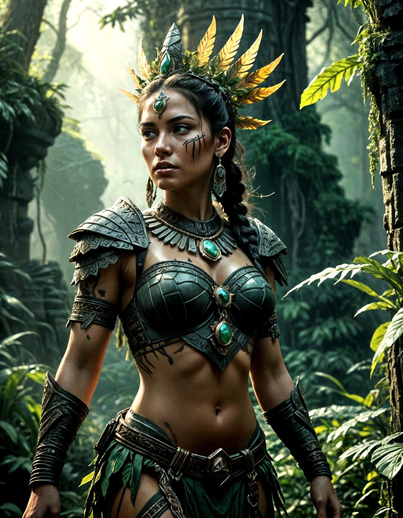 Majestic Tribal Queen Dominates Primordial Jungle