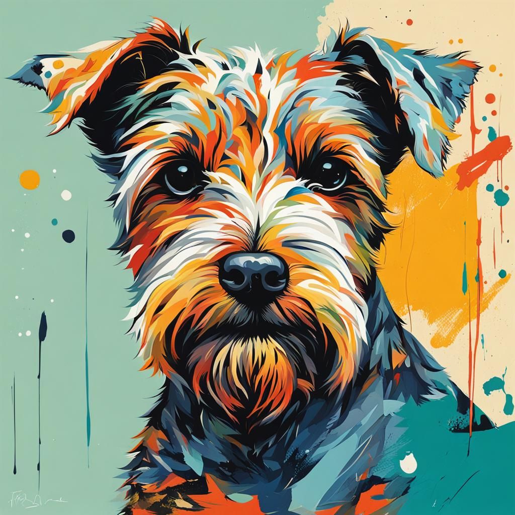 Abstract Terrier Art in Complementary Colors
